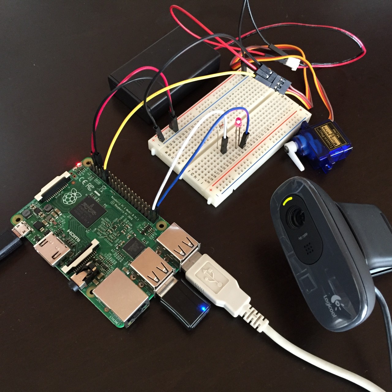 RaspberryPi+USBカメラで動体検知して、slackに画像を送信、Lチカ、サーボモーターを動かす